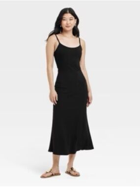 A New Day Black Cotton Midi Dress | Target | Plus Size 1X | NWT